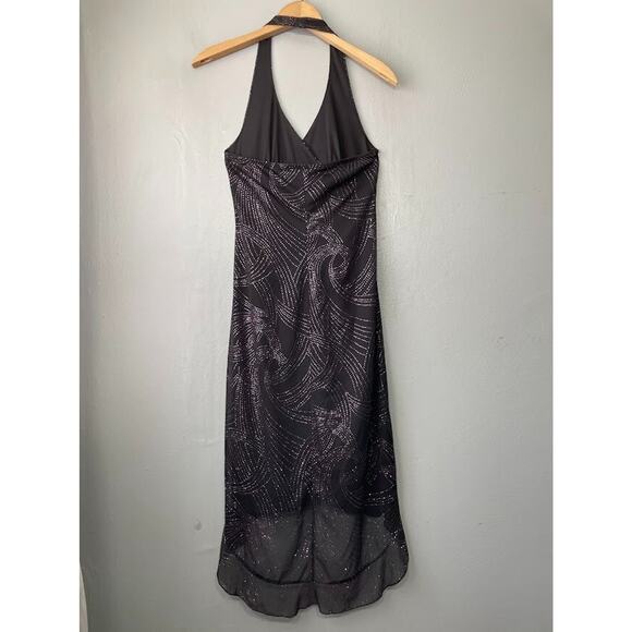 A Byer Size Medium Sleeveless Black Glitter Babydoll Halter Dress Whimsigoth Y2K - Picture 5 of 11